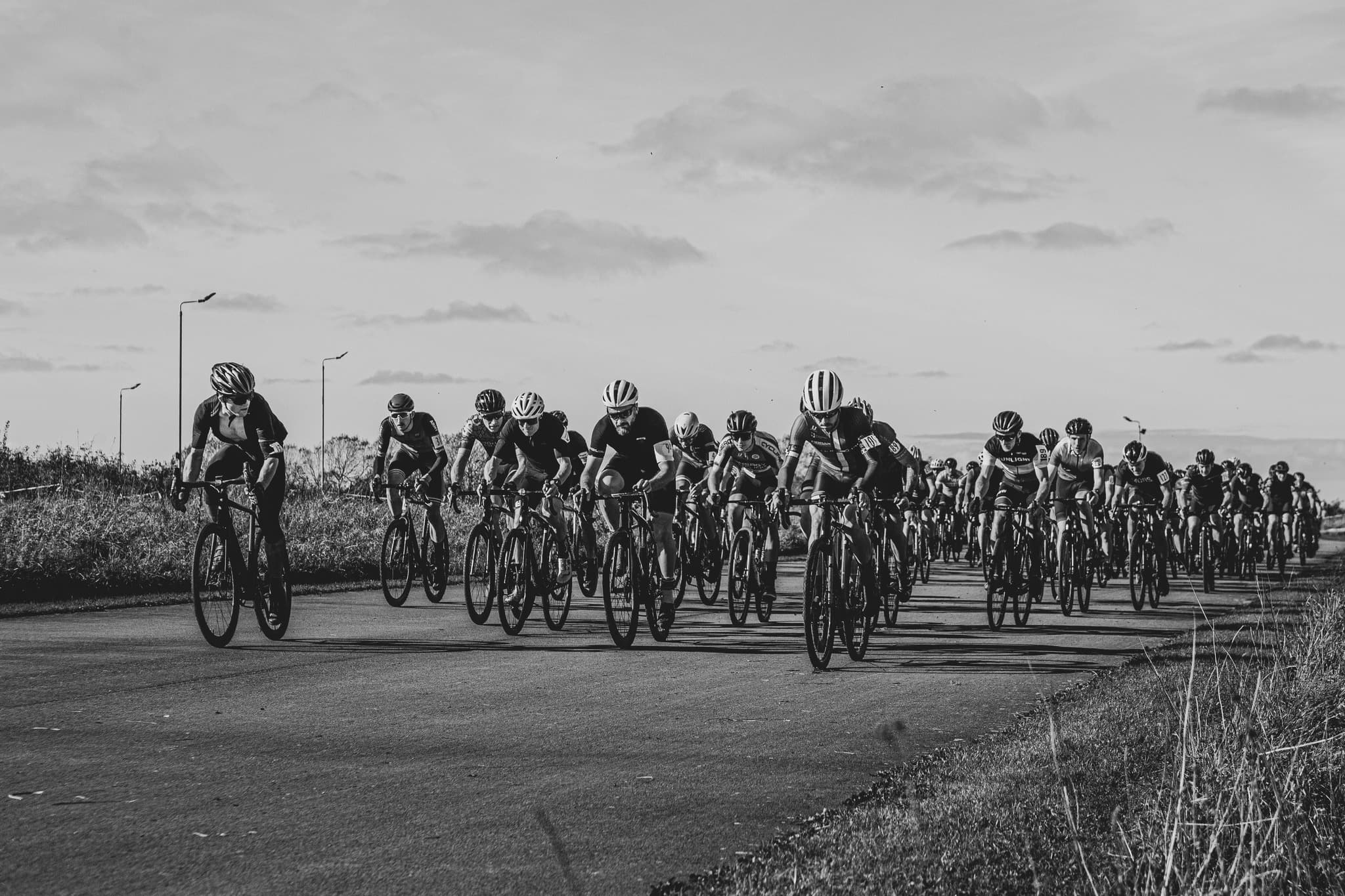 Cyclocross riders at Marsh Tracks start line
